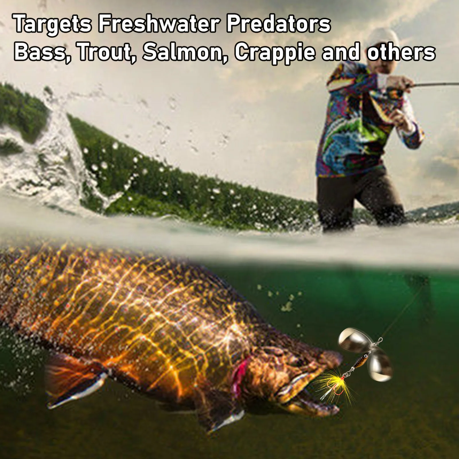 Señuelo giratorio con cuchilla Colorado y pluma – Ideal para crappie - imagen 5