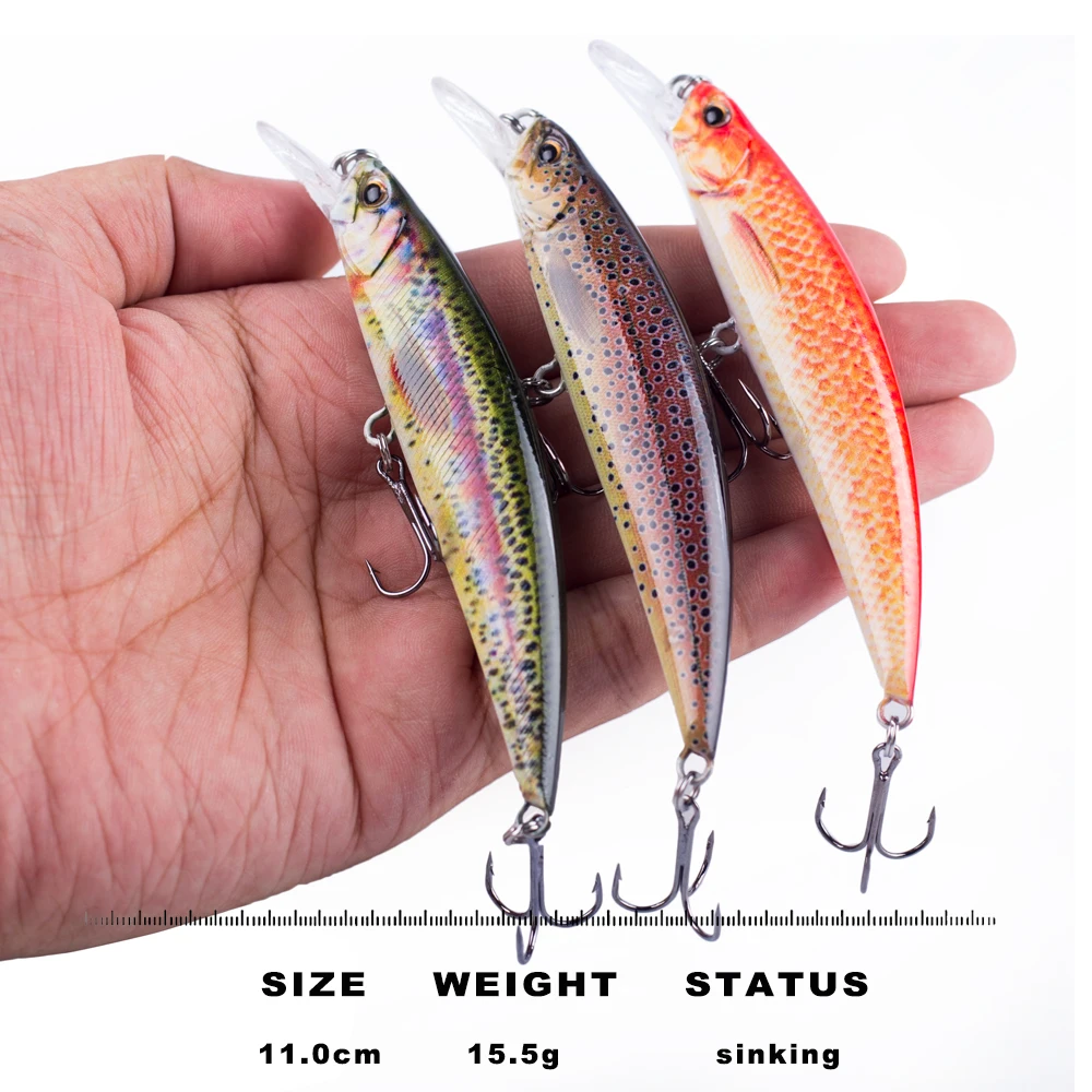 CCLTBA cebos de pececillo duro 11cm 15,5g Sinnking Wobblers Señuelos de pesca de plástico Crankbait Artificial señuelo de agua dulce aparejos de pesca - imagen 2