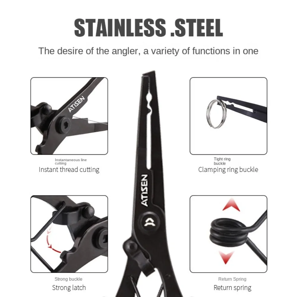 Alicates de pesca multifunción de acero inoxidable, anticorrosión del agua de mar, alicates de pesca de garganta preventiva, multifuncionales - imagen 4