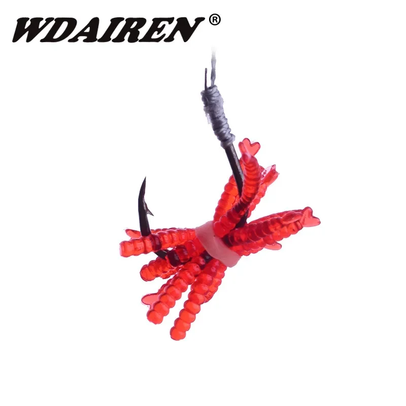 200 Uds gusanos rojos cebo suave camarón olor silicona señuelo Artificial pescado realista lombriz carpa lubina Pesca aparejos de Pesca - imagen 4