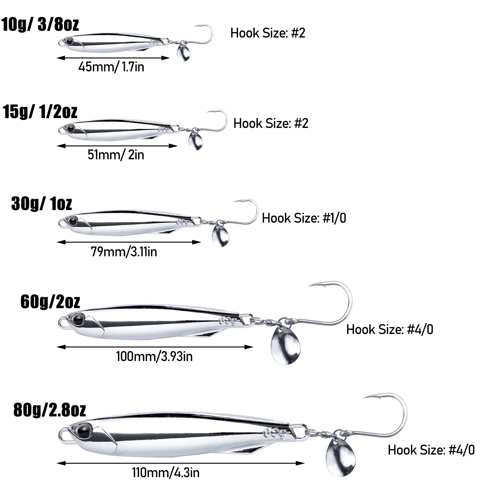 Cucharas jigging vertical diamante para caballa, bacalao y lucio - imagen 4