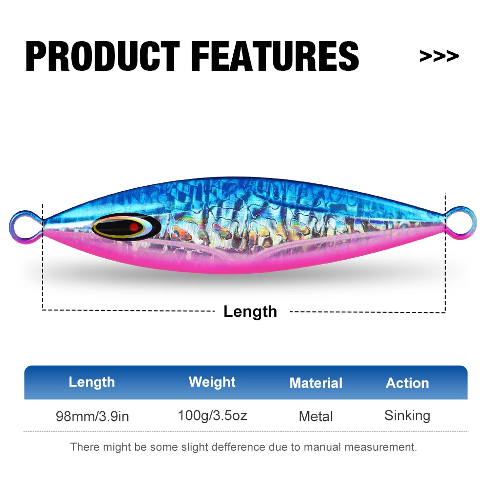 THORFORCE 100g UV luminoso rápido plomo Vertical Jigging señuelo buen láser reflectante Metal Artificial plantillas de pesca de agua salada - imagen 2