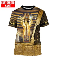 Camiseta con nombre personalizado del faraón del Antiguo Egipto 3D completamente estampada a la moda para hombre, pantalón corto informal Unisex de verano, camiseta de manga TX298