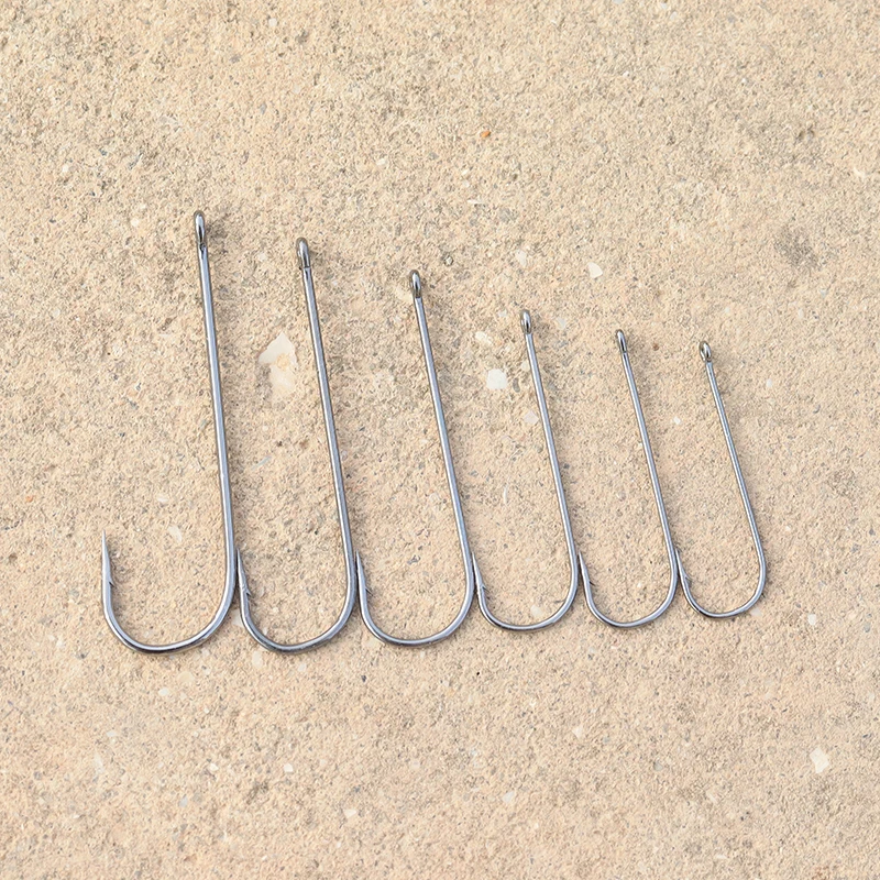 120 unids/caja anzuelos de pesca de acero rico en carbono, anzuelos de caña larga recta y delgada, anzuelos de púas para pesca en agua dulce y salada - imagen 2