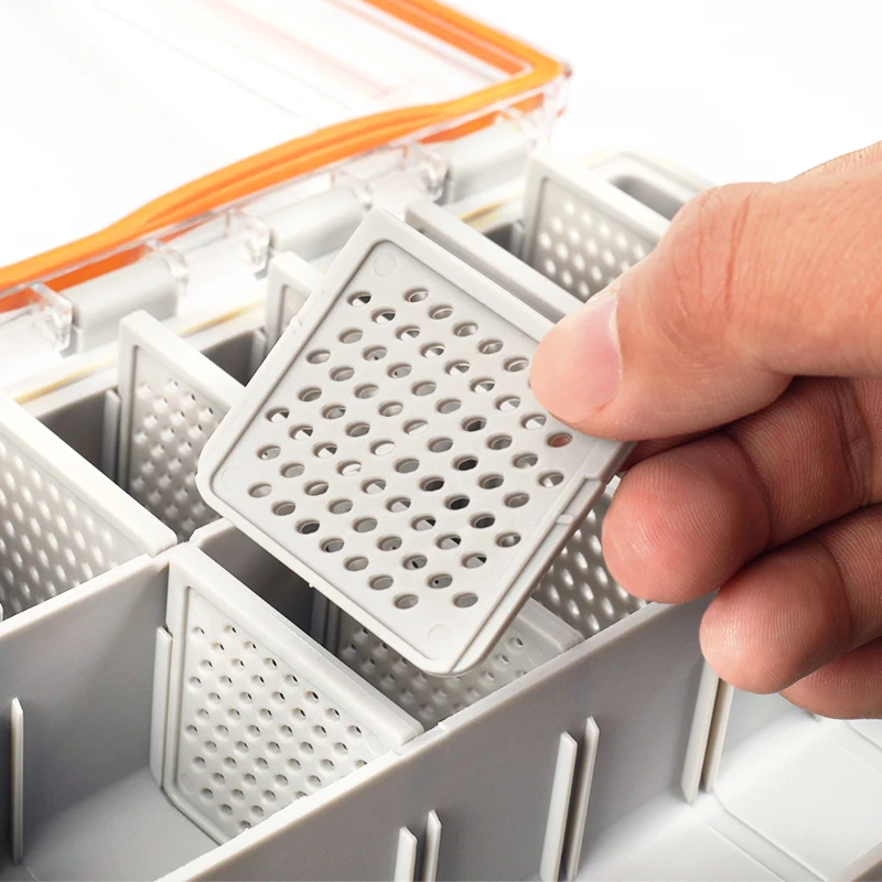 Caja de aparejos de pesca KINGDOM, bandejas de aparejos multifunción, organizador de 2 tamaños con divisores extraíbles, caja de accesorios para señuelos de pesca - imagen 5