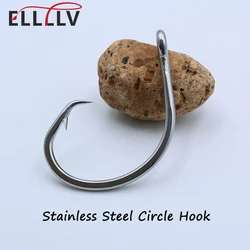 Ellllv-anzuelo circular de acero inoxidable 10/0 - 16/0, pesca en agua salada, anzuelos de juego grandes para Marlin Bream, atún, tiburón, pesca de curricán