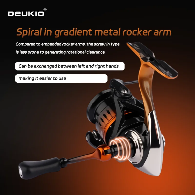 Carrete de pesca DEUKIO, carrete giratorio de agua salada 2500 3000 CNC con mango de tornillo, carrete de Metal tallado 4 + 1BB, bobina de pesca de potencia de arrastre de 8kg - imagen 5