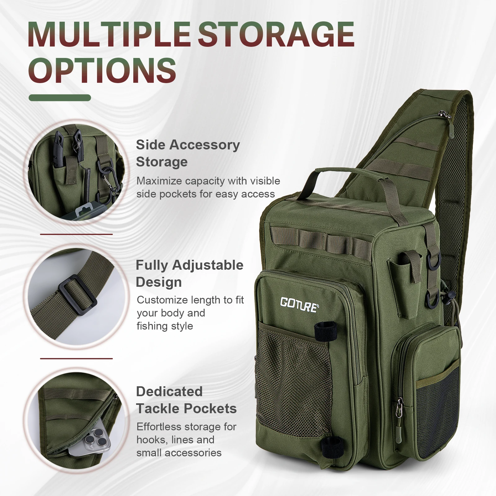 Mochila de pesca Goture 900D impermeable con cajas para aparejos - imagen 5
