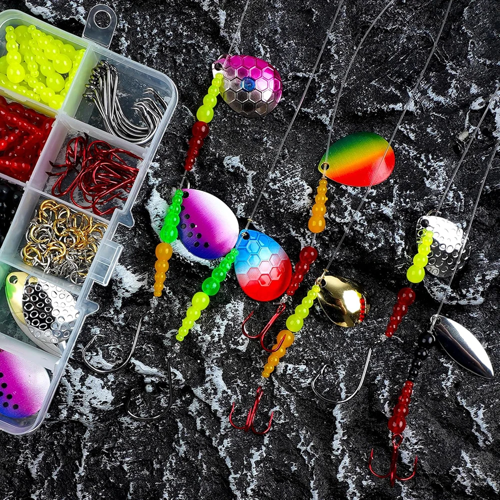 Kit de fabricación de aparejos de pesca Walleye, piezas, 180, suministros de aparejos de pesca, aparejo giratorio DIY para lubina, salmón, señuelo Walleye, accesorios de pesca - imagen 5