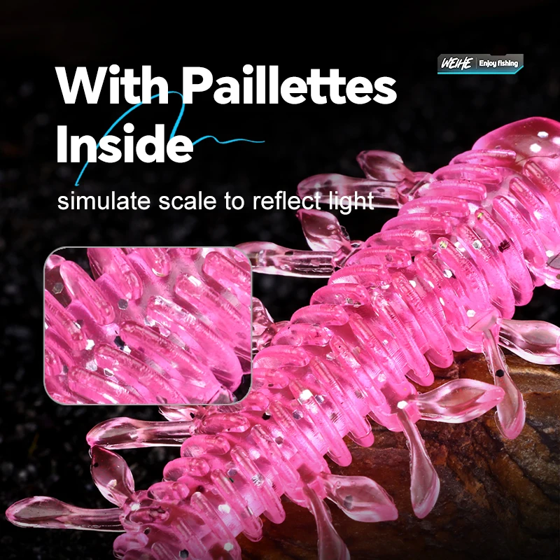 WEIHE 10 Uds. Camarones temblorosos tipo B 7,5 cm 3,2g insecto alienígena en forma de camarón cebo blando Luya - imagen 2