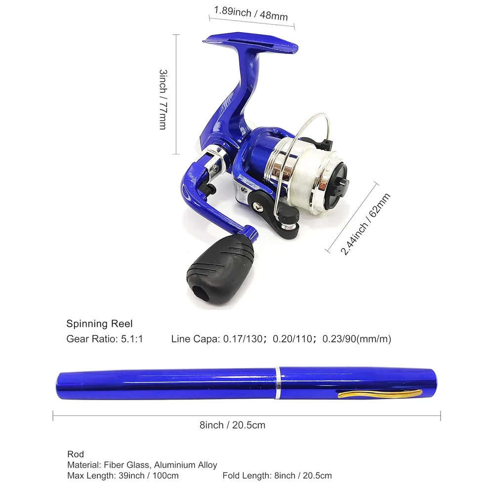 Caña de pescar con forma de bolígrafo de bolsillo portátil, Kit de carrete giratorio, Mini caña de pescar en hielo, invierno al aire libre, accesorios para peces con juego de carretes - imagen 5