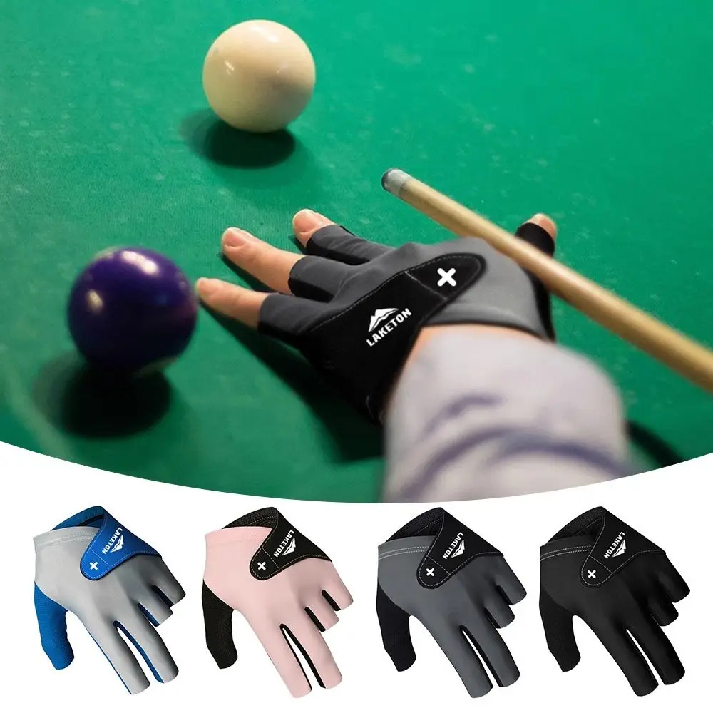 Guante de billar mano izquierda medio dedo guante de billar pegatinas antideslizantes guantes de entrenamiento de billar elásticos Accesorios - imagen 5
