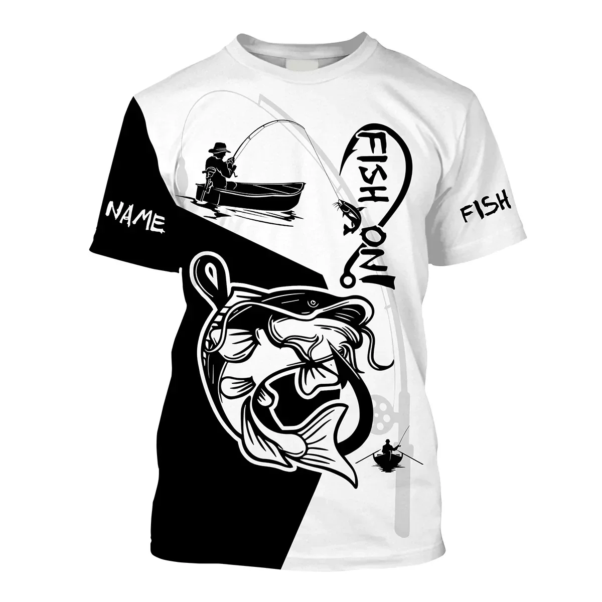 Pesca de bagre me hace feliz pesca Personalizar nombre 3D Impreso Camiseta para hombre Estilo fresco de verano Camiseta casual unisex TX273 - imagen 3