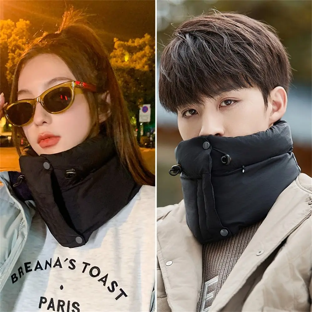 Bufanda de anillo de cuello alto a la moda, cubierta de cuello a prueba de viento de algodón, polaina de cuello gruesa y cálida para mujer - imagen 2