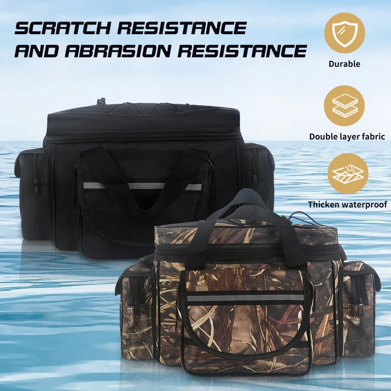 Bolsa de pesca impermeable de nailon, aparejos de pesca multiusos de gran capacidad, bolsos de hombro impermeables de dos capas para exteriores - imagen 2