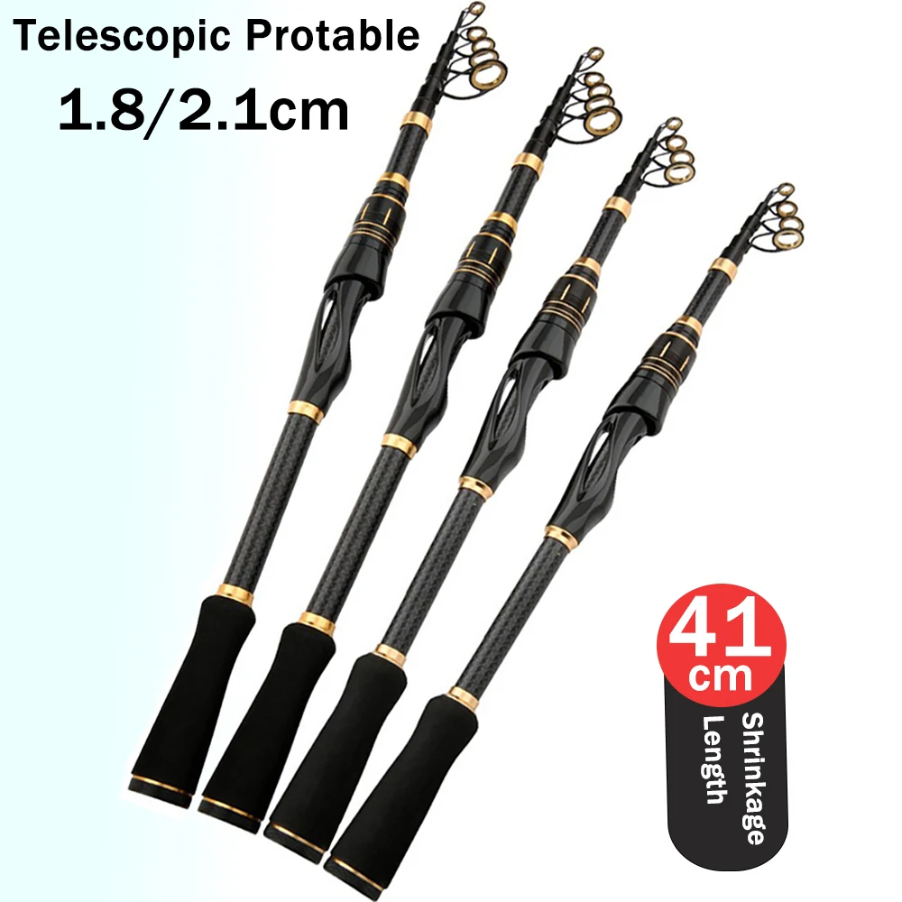 Caña de pescar telescópica fibra carbono 1,8-2,1 m – Alta resistencia - imagen 5