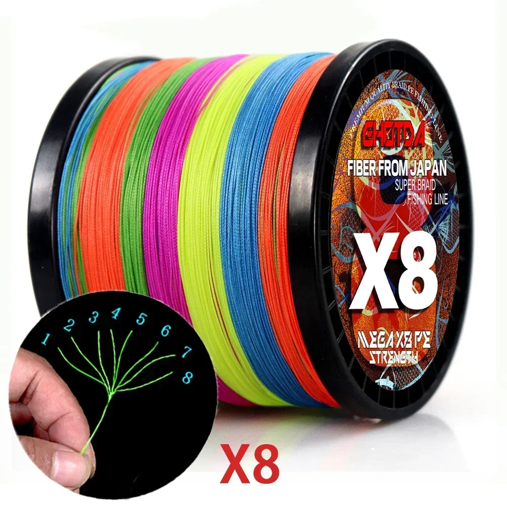 Línea de pesca trenzada de PE X8/12 hebras, alambre giratorio de tejido extremadamente fuerte para Jigging de agua salada, 8,2-91kg para aparejos de pesca de lubina y carpa - imagen 2