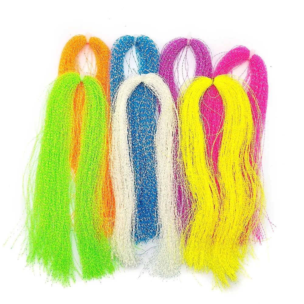 Línea de cebo de seda colorida en espiral brillante, Material de atado de moscas de color noctilucente, accesorios de pesca duraderos y convenientes, 200 unidades por lote - imagen 3