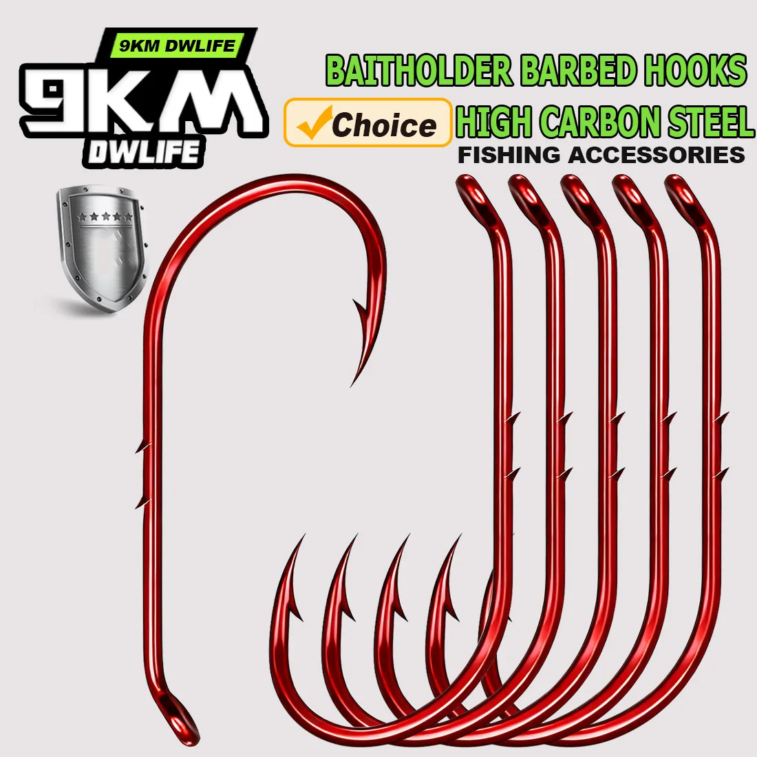 Ganchos de gusano de pesca de 9KM, 50-200 Uds., soporte de cebo rojo con doble púas, soporte de cebo compensado de vástago largo, anzuelo para aparejos de pesca en agua salada