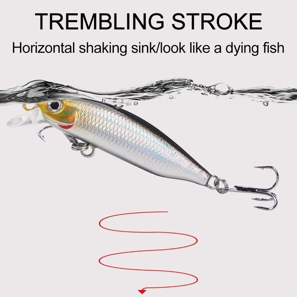 Señuelo de pesca de pececillos, cebo duro Artificial de hundimiento de alta calidad, Wobbler Swimbait, trucha, lubina, 5cm, 3,7g, 1 unidad - imagen 2