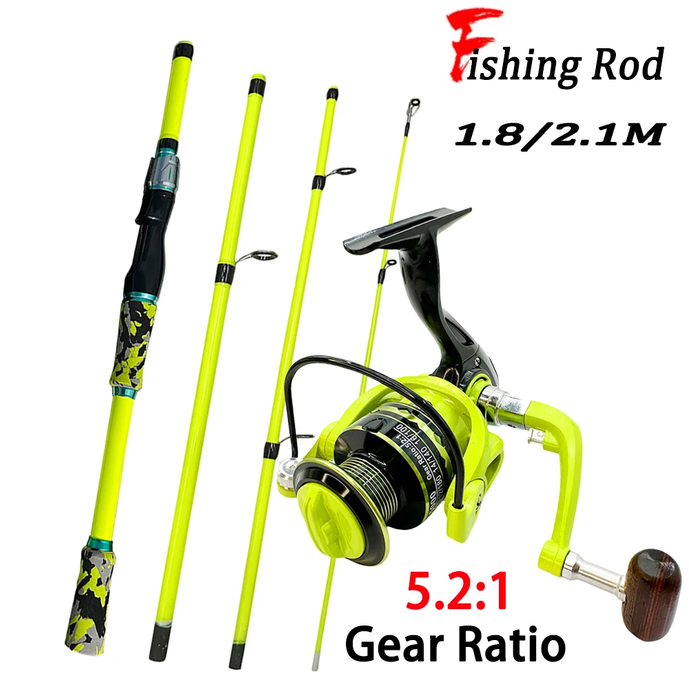 Combo de caña de pescar y carrete de 1,8/2,1 m, caña de señuelo de larga distancia de 4/5 secciones + rueda giratoria 2000/3000 con anzuelos de cebo suave, Kits completos - imagen 3