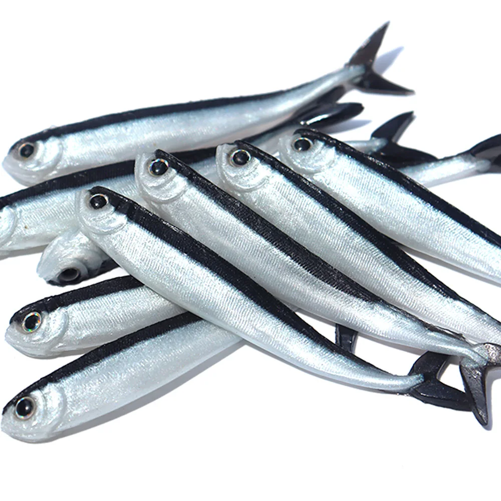 Señuelo de pesca de pececillos negros, cebo de gusano de sábalo Swimbait, Jigging, aparejo de silicona suave para Zander de lubina, 10 piezas, 8,5 cm/2,6g - imagen 2