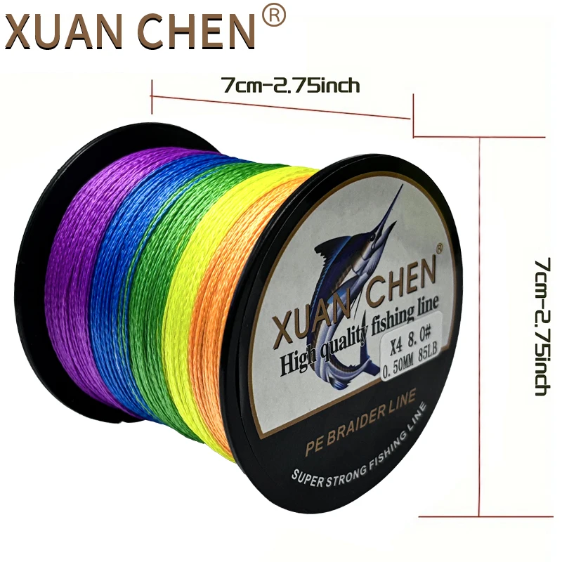 Línea de pesca de PE trenzada de 4 hebras colorida, línea de pesca suave multifilamento de 300M 10-85LB para cebo señuelo de pesca de lubina y carpa - imagen 4