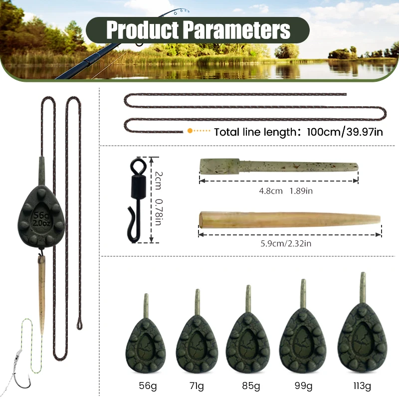 Kit líder carpa YOTO – Núcleo plomo con manguera antirretorno alta fricción - imagen 3