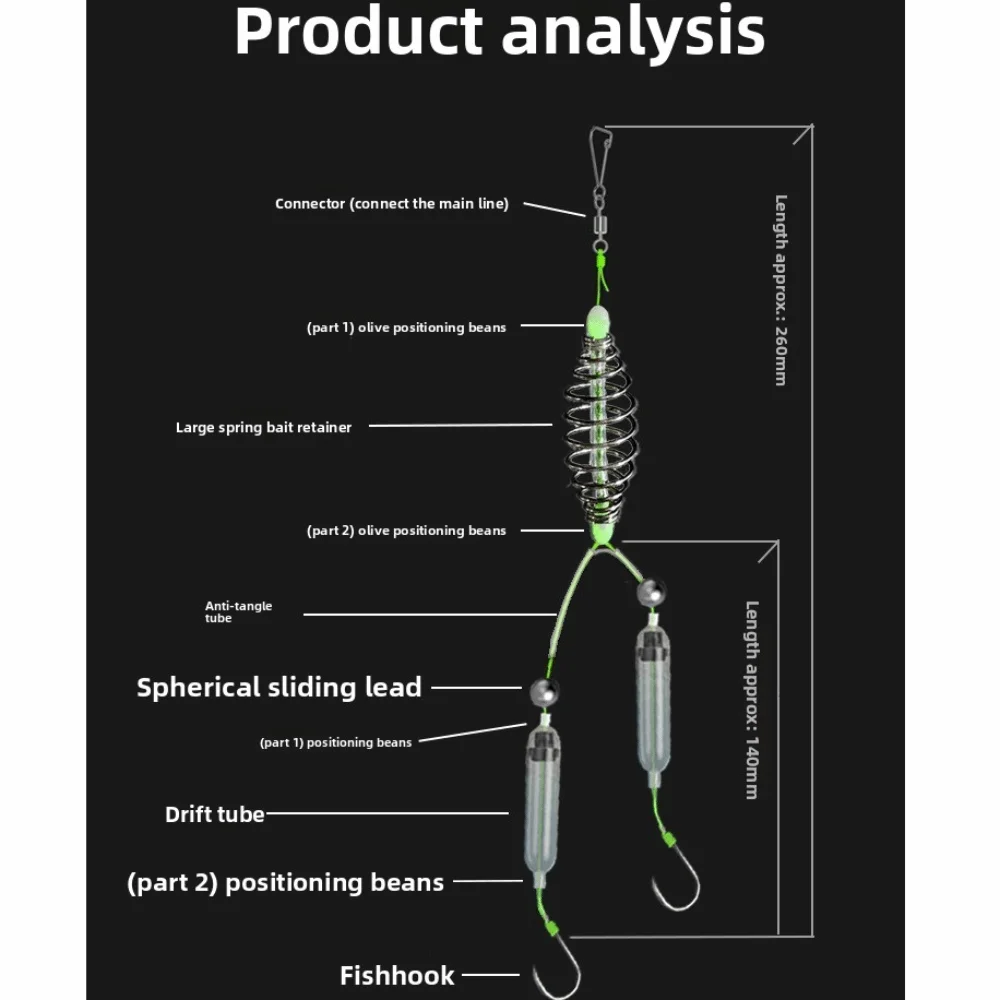 Anzuelo doble para Pesca, aparejos de pelo, anzuelo con jaula de cebo, suspensión, anzuelo de Pesca de carpa, aparejos de Pesca de carpa listos, señuelo de Pesca - imagen 4