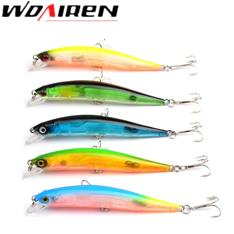 5 unids/set de señuelo de pesca Minnow de colores mezclados, 10cm, 8,5g, Wobblers de plástico flotantes, cebos duros artificiales para aparejos de pesca de lubina - imagen 2