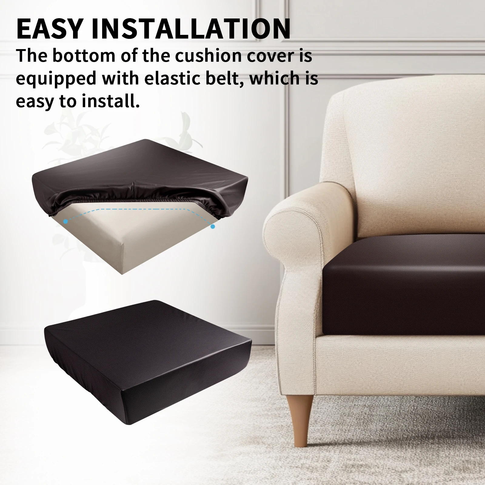 Fundas elásticas de cuero PU para cojín de sofá, cubierta de asiento de sofá, funda de respaldo, Protector de sofá fácil de limpiar, mascotas y niños - imagen 3