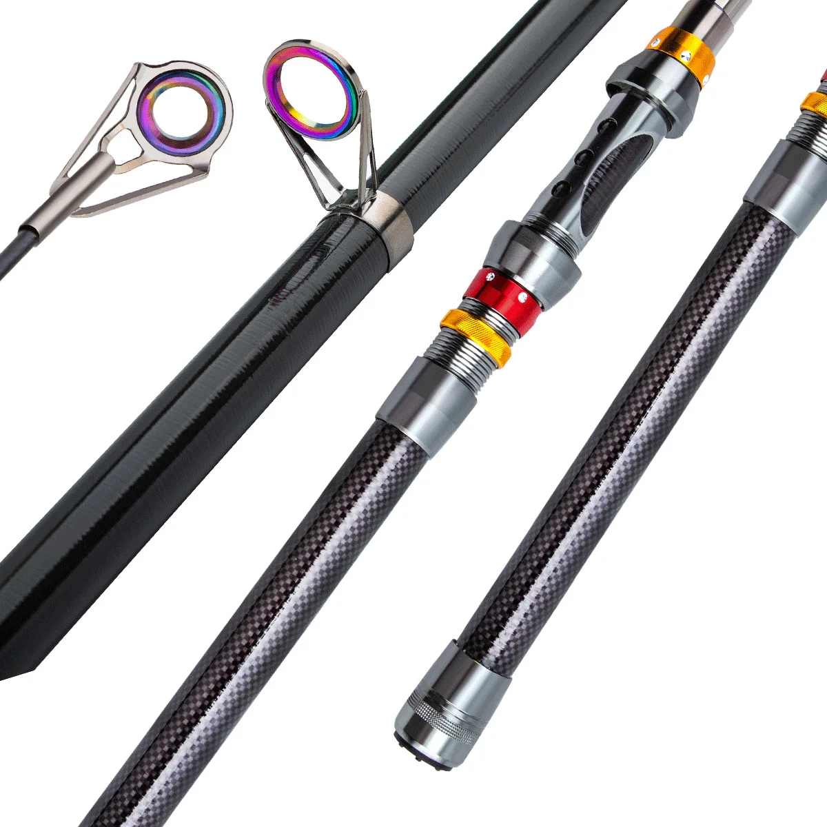 Juego de cañas de pescar telescópicas de 1,8-3,6 m y rueda de carrete de pesca 5,5:1, caña de pescar portátil de viaje, caña de pescar giratoria combinada para lubina - imagen 5