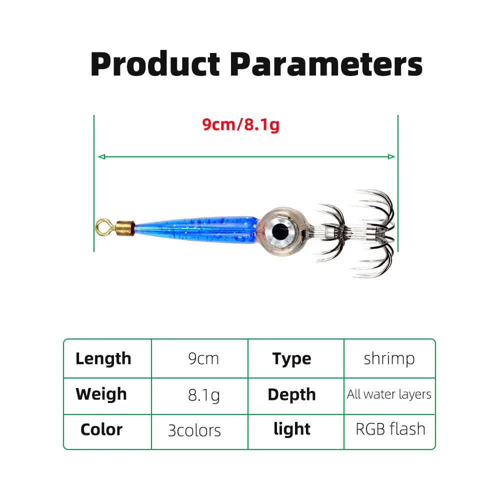 Luz LED subacuática luminosa para pesca, 9cm/8,1g, superimpermeable, fluorescente, brilla en la oscuridad - imagen 3