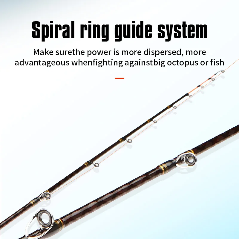 ROLLFISH-caña de pescar con punta de titanio, 1,7 M/5,57 pies, acción 8:2, sistema de guía en espiral, carbono, para barco de mar - imagen 5