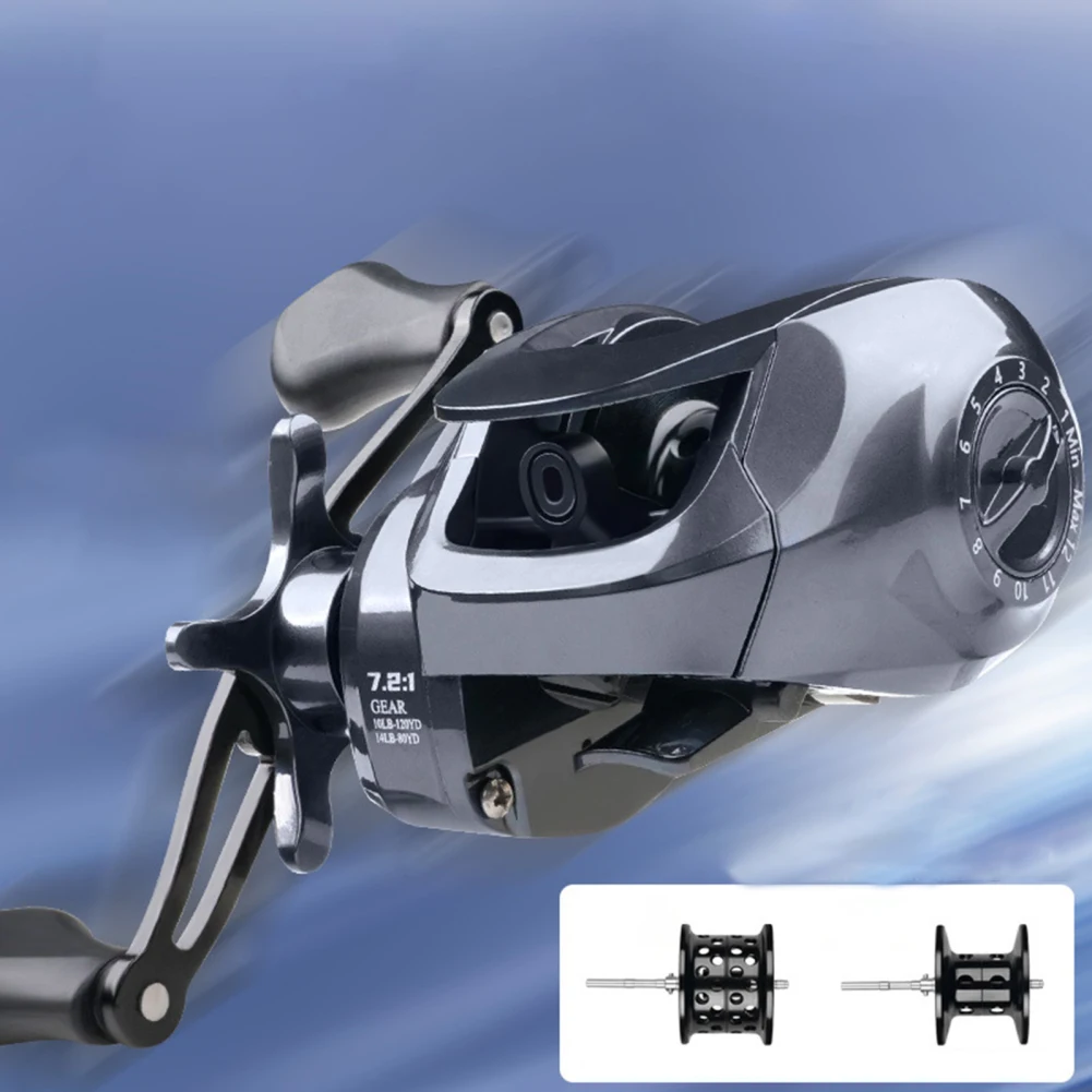 Engranaje de carrete de Baitcasting, relación 7,2: 1, carrete de fundición, arrastre máximo de 5KG, cuerpo de Metal, engranaje de carrete de perfil bajo para pesca al aire libre - imagen 4