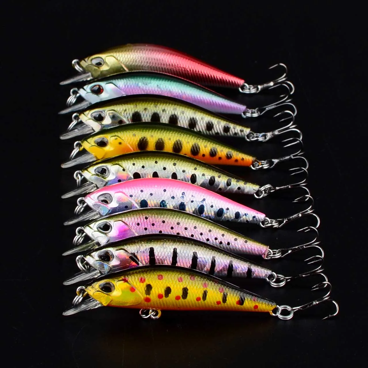 9 Uds. Señuelos de pesca duros Minnow cebos de calidad Wobblers aparejos de pesca profesionales artificiales - imagen 3