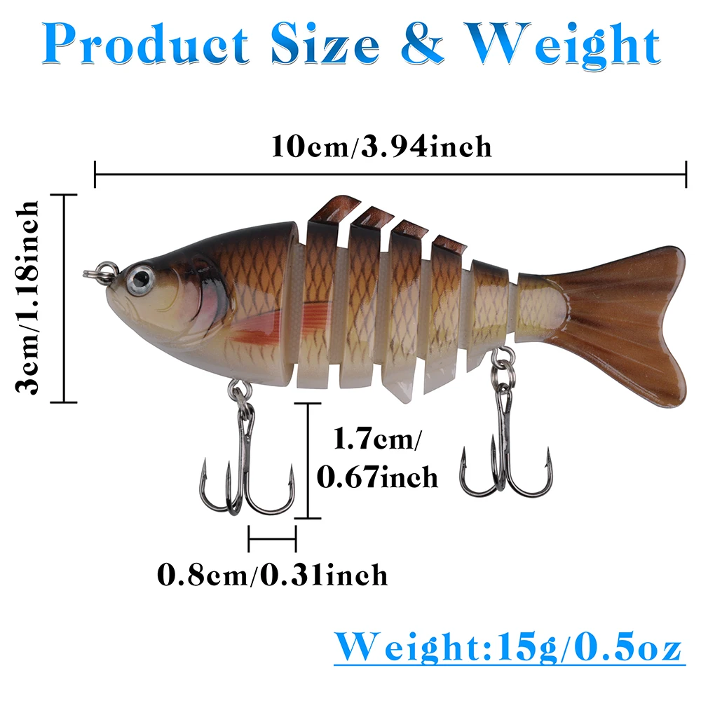 5 uds 15g señuelo de pesca multiarticulado Swimbaits cebo de natación de hundimiento lento para lubina señuelo trucha Walleye Topwater cebo Artificial - imagen 2