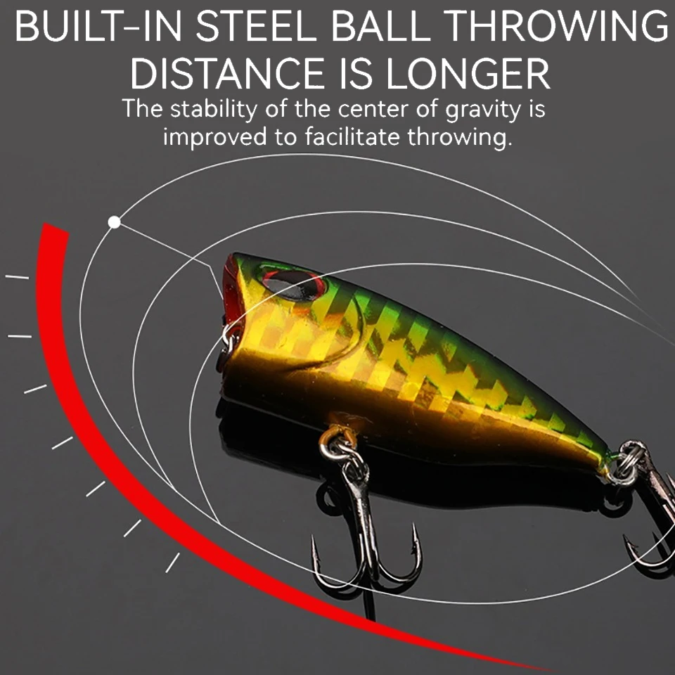 WALK FISH-Mini señuelo de Pesca Popper, 1 piezas, 40mm, 3,5g, cebo Topwater Isca, plástico duro Artificial, Wobbler Crankbait para Pesca de perca - imagen 5