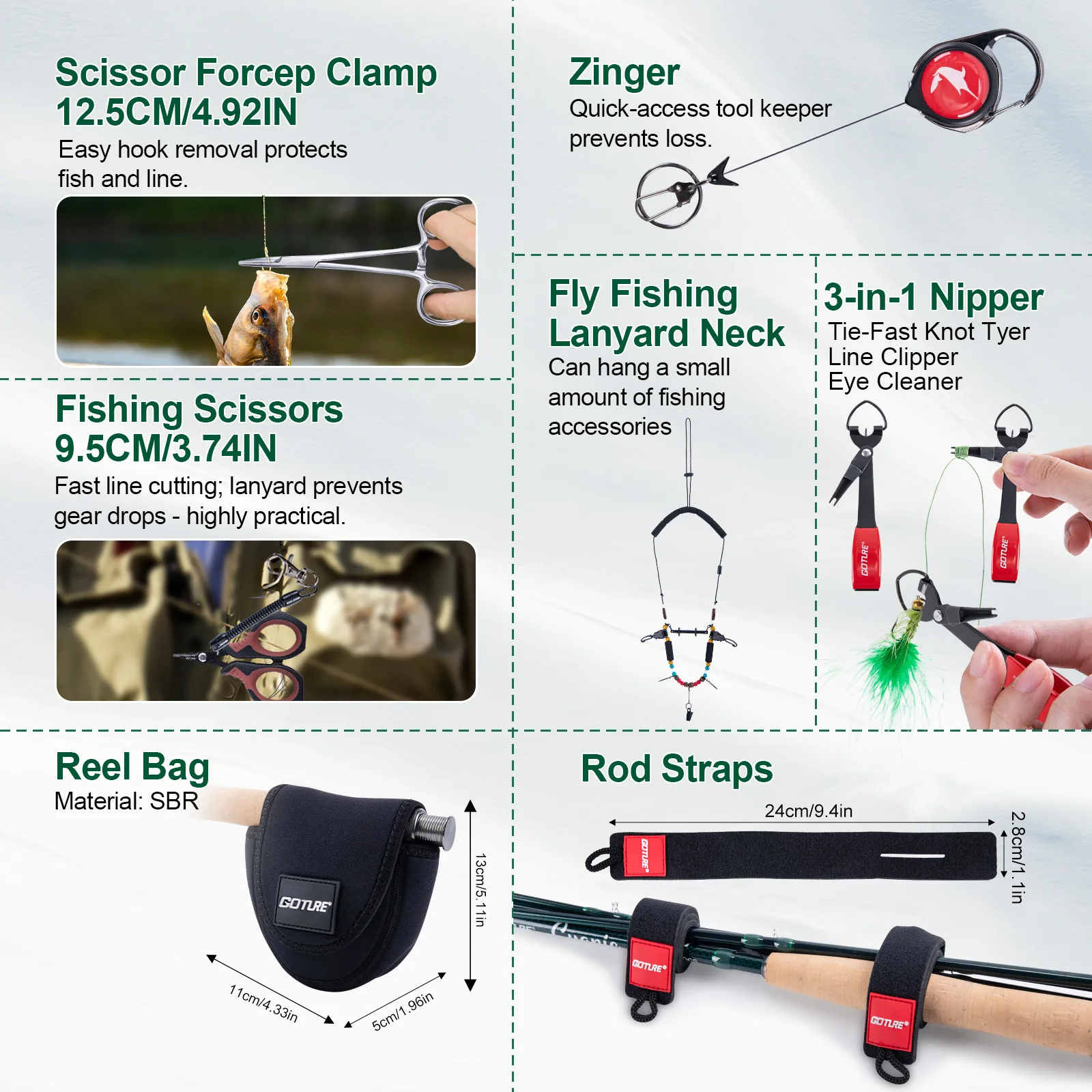 GOTURE Kit Pesca Portátil Lubina Arroyo Caña Carbono Carrete Bolsa - imagen 3