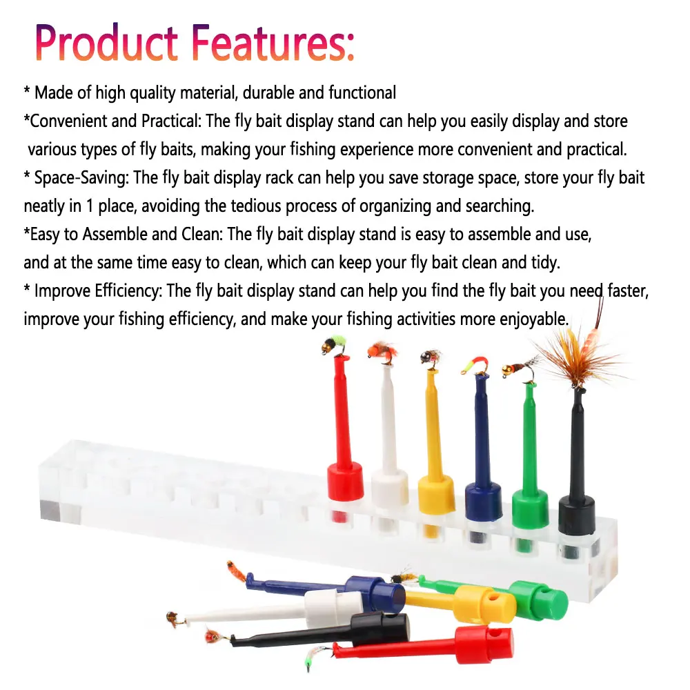 Bimoo-soporte de exhibición acrílico para moscas, soporte para moscas, Clips de almacenamiento, estante para señuelos de pesca, accesorios para herramientas de pesca con mosca - imagen 5