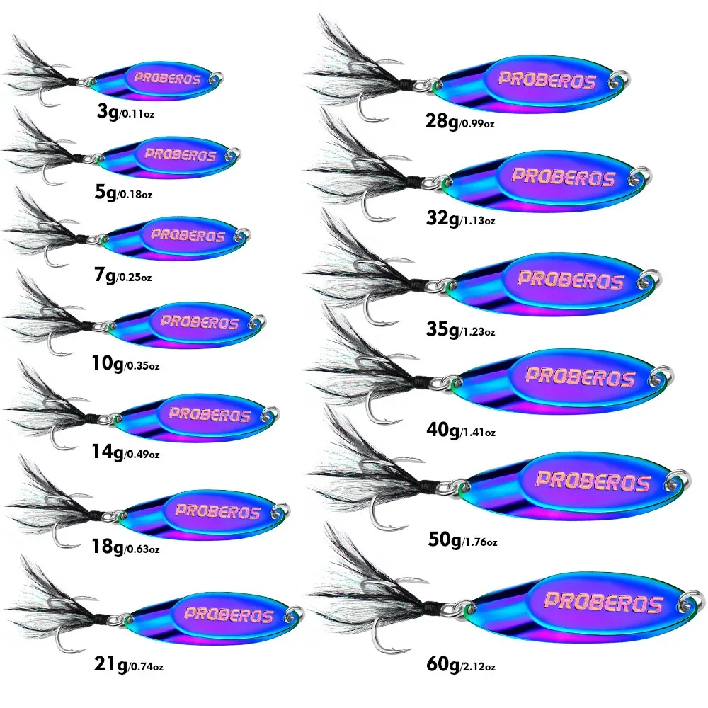 PRO BEROS 3g-60g cuchara giratoria de Metal señuelo de pesca de trucha cebo duro Vib lentejuelas ruido cebo Artificial pequeñas lentejuelas duras - imagen 5