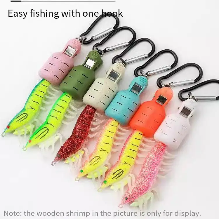 PD Fishing-Juego de 16 Uds de hebilla de montañismo, protectores de anzuelos de calamar, funda protectora de camarones de madera, ganchos para brochetas, cubierta de gancho Sanben - imagen 5
