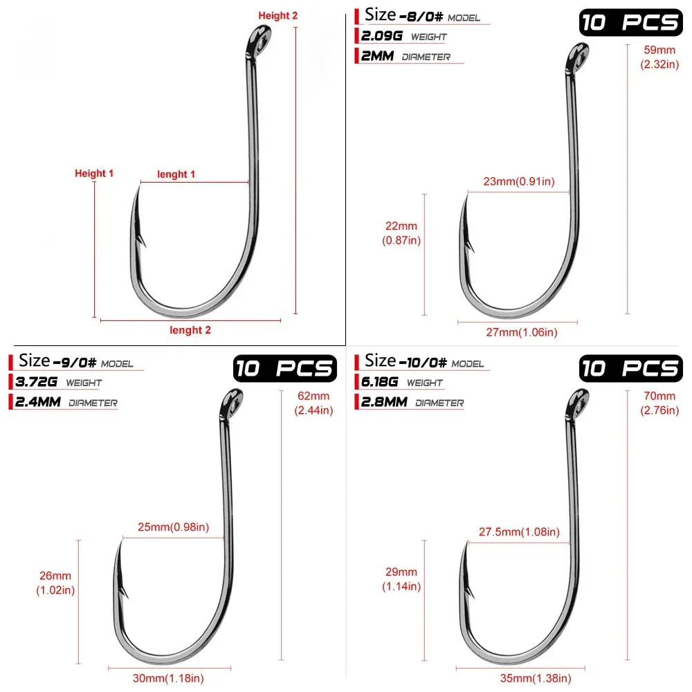 Anzuelos de Pesca de pulpo, conjunto de anzuelos de Pesca de carpa, con púas grandes, 10 piezas - imagen 3