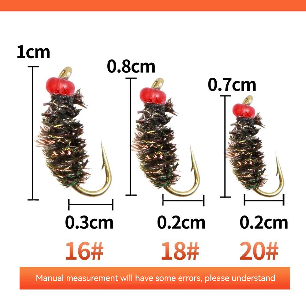 Señuelo de pesca con mosca, cebo de insectos artificiales, 10 piezas, gusano, trucha, púas, anzuelo - imagen 4