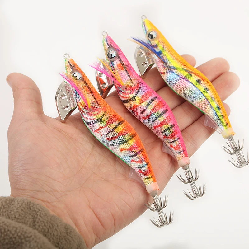 FSDZSO-Cebo de calamar 2,5 #3,0 #3,5 #, anzuelo de calamar, señuelos de camarón de madera, cebo de sepia realista, cebo de pulpo de silicona - imagen 3