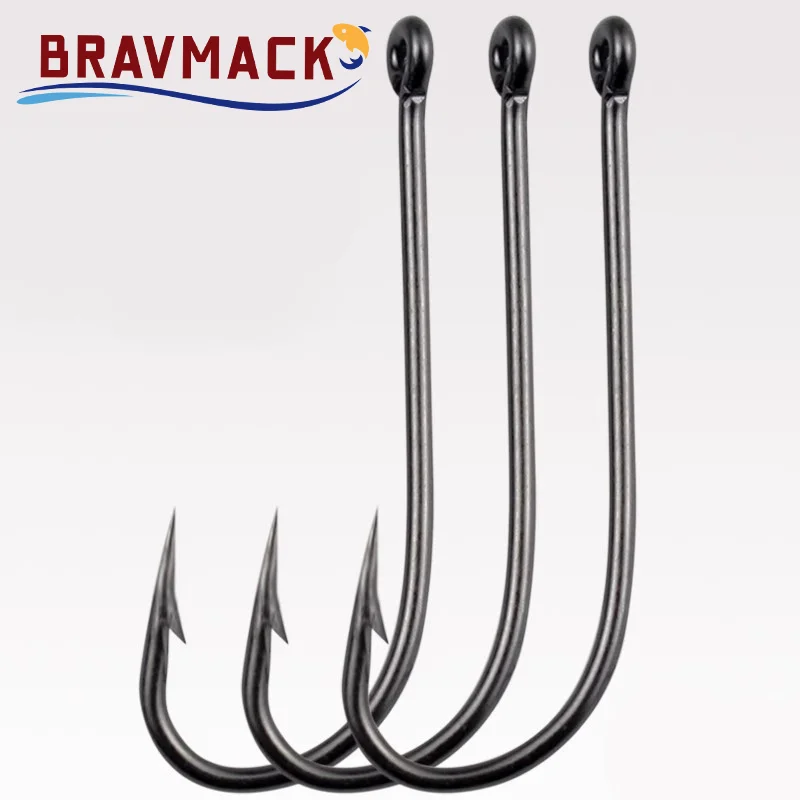 25 uds anzuelo de pesca con ojal grande, vástago largo con púas, gancho de articulación doblada redonda, anillo de ojo grande, anzuelo de gusano, señuelo de pesca, cuchara Spinner - imagen 2