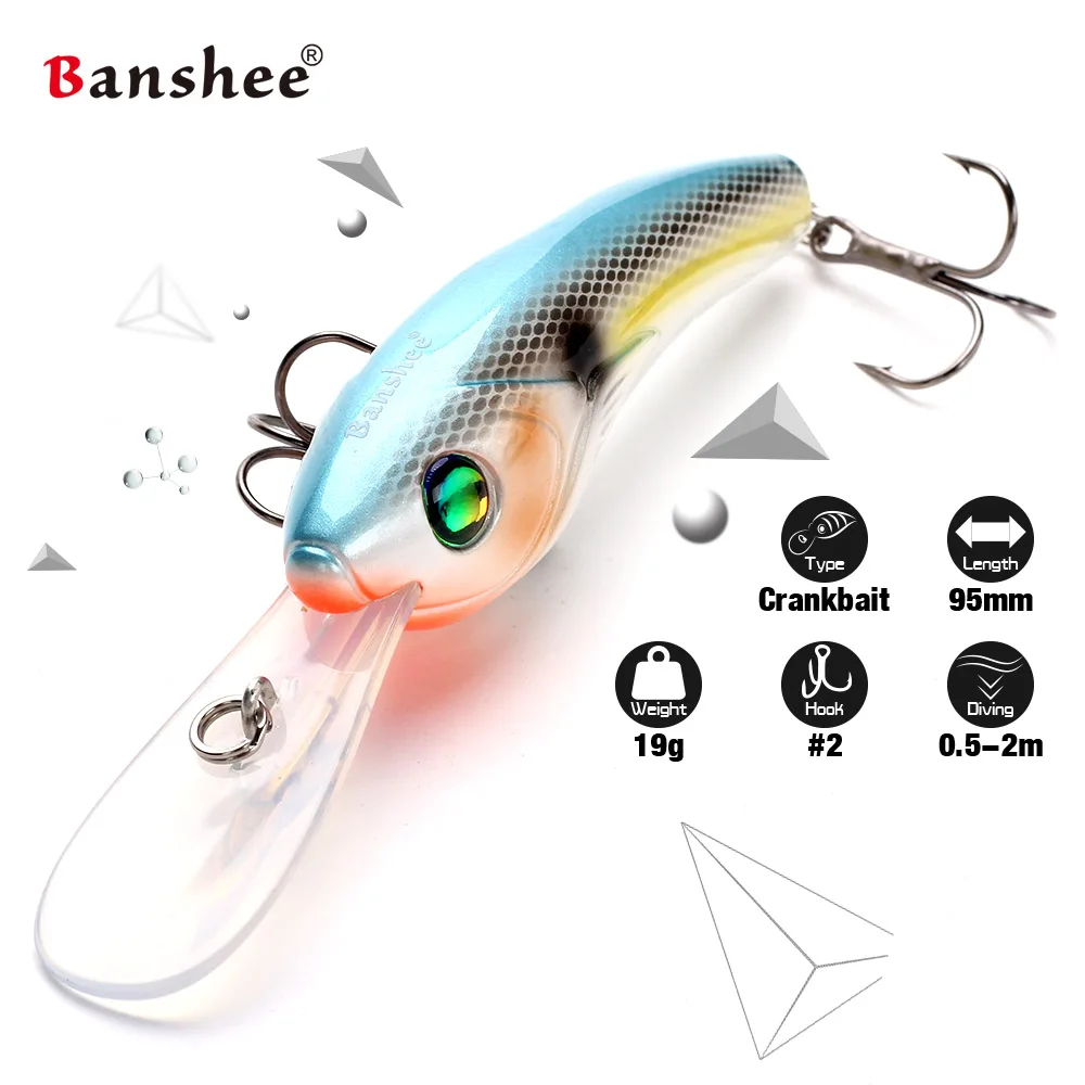 95mm 19g Wobblers grandes para Trolling Pike perca lubina trucha Señuelos de pesca manivela flotante buceo profundo Crankbait cebos artificiales - imagen 3