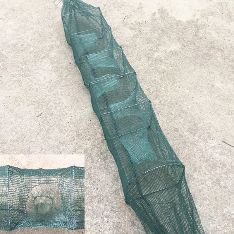 Red de cebo de camarón de río de 5 piezas, trampa de cangrejo plegable de alta calidad, jaula de pesca viva de nailon - imagen 4