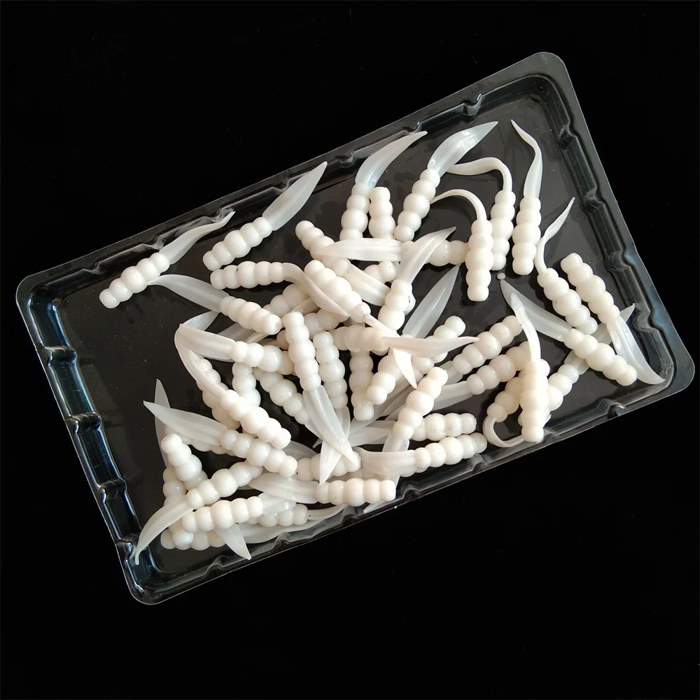 Swolfy-señuelo de pesca de gusano 300 piezas, cebo de silicona suave de 35mm, cebo de pesca falso Wobbler para Lucio, cebo de pesca Artificial - imagen 2