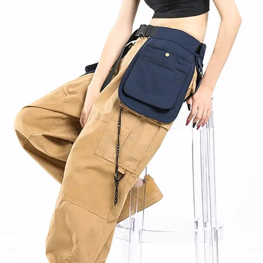 Riñonera multifuncional a la moda, delantal ajustable con múltiples bolsillos, riñonera negra de gran capacidad para viaje - imagen 5